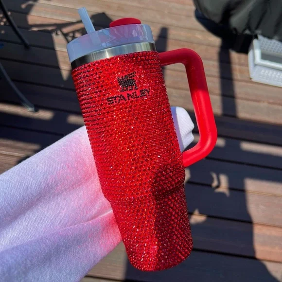 30oz RED Bedazzled Bling Stanley Tumbler - Picture 3 of 5